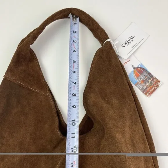 Cheval Italy Suede Leather Hobo Shoulder Bag Brown Oversized Tote Boho Hippie - Picture 9 of 14